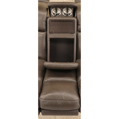 Flexsteel Trey Leather Power Reclining Console Loveseat