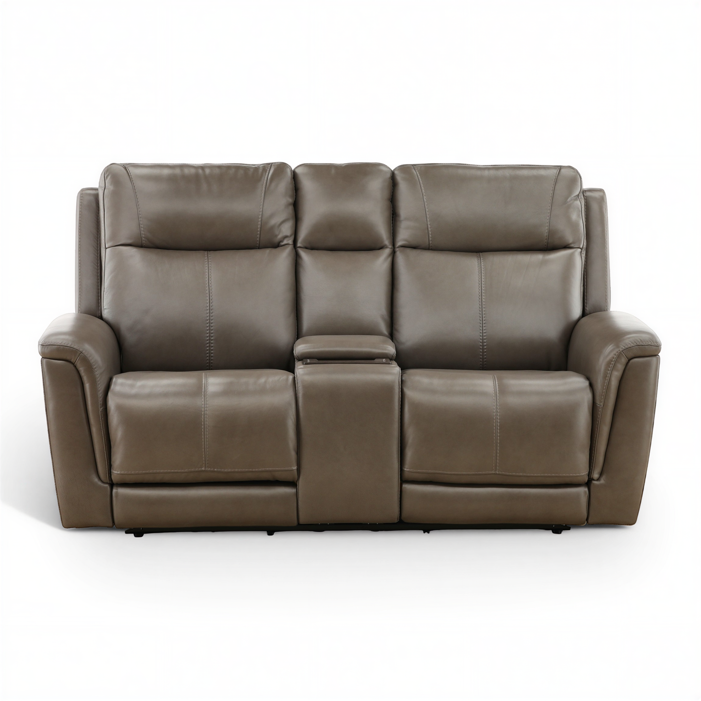Flexsteel Trey Leather Power Reclining Console Loveseat Grey