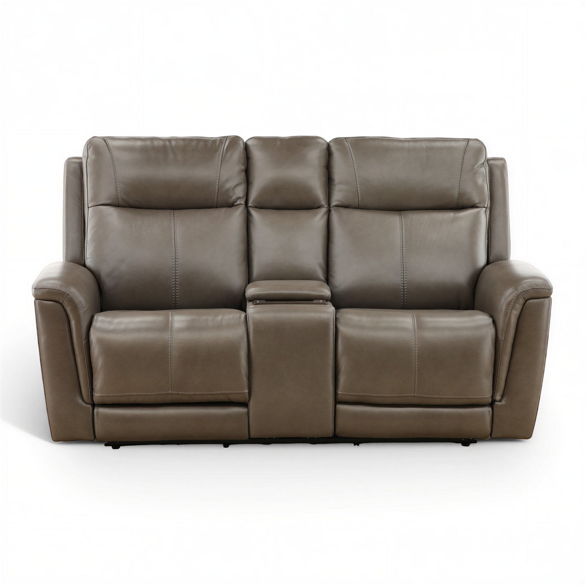 Flexsteel Trey Leather Power Reclining Console Loveseat Grey