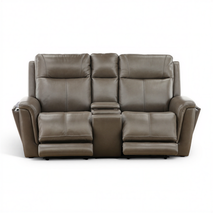 Flexsteel Trey Leather Power Reclining Console Loveseat