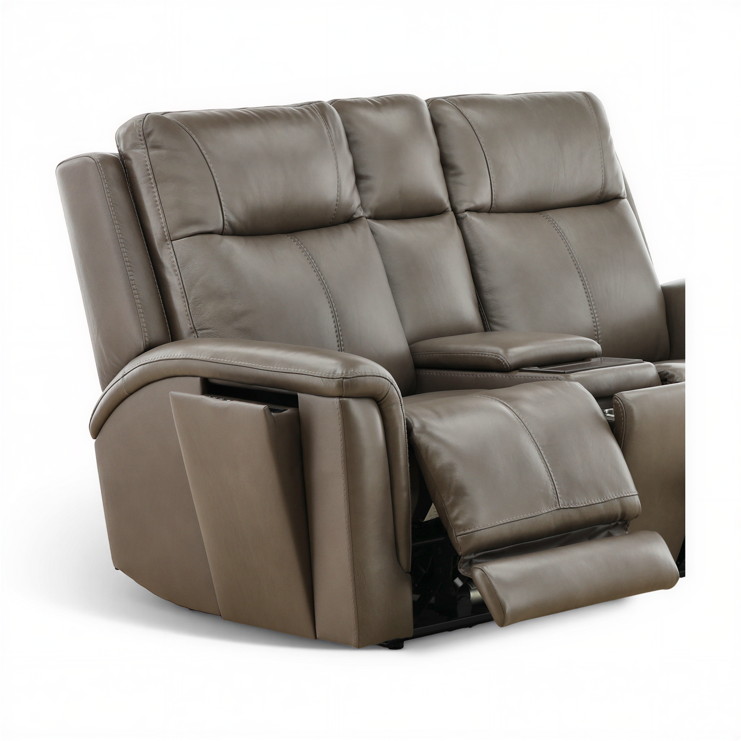 Flexsteel Trey Leather Power Reclining Console Loveseat