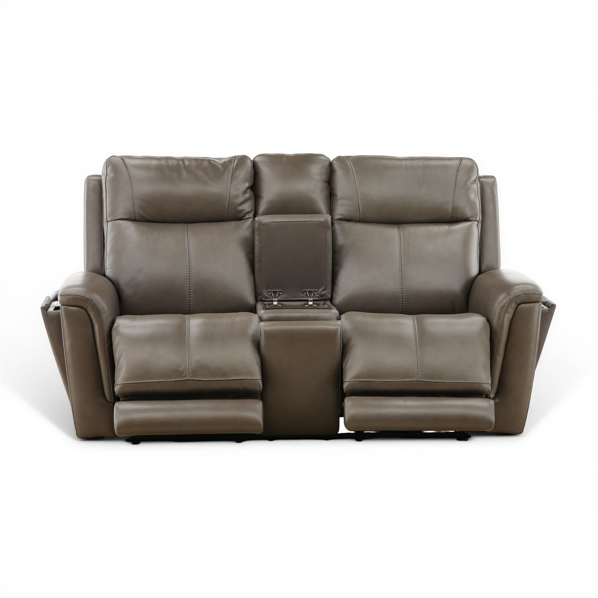 Flexsteel Trey Leather Power Reclining Console Loveseat