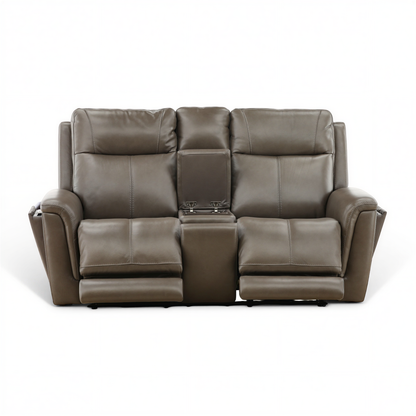 Flexsteel Trey Leather Power Reclining Console Loveseat