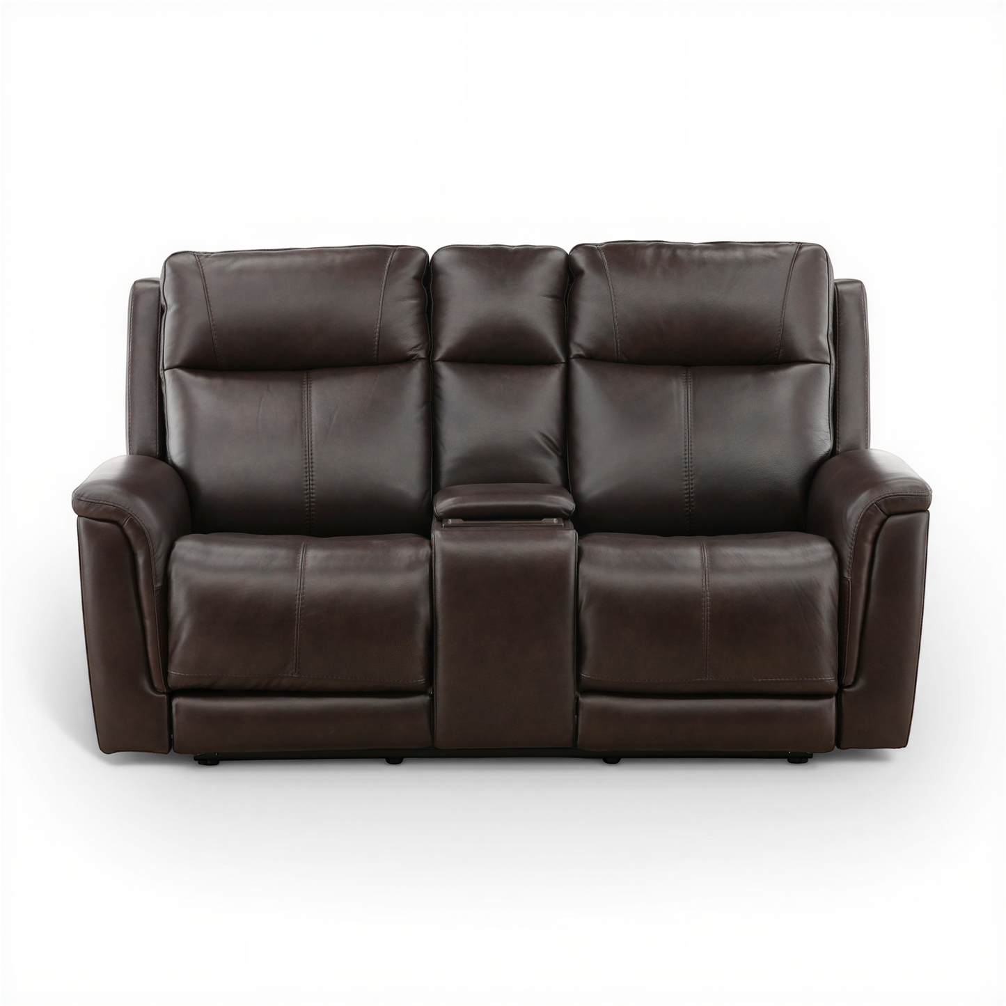 Flexsteel Trey Leather Power Reclining Console Loveseat Brown