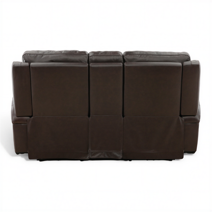 Flexsteel Trey Leather Power Reclining Console Loveseat