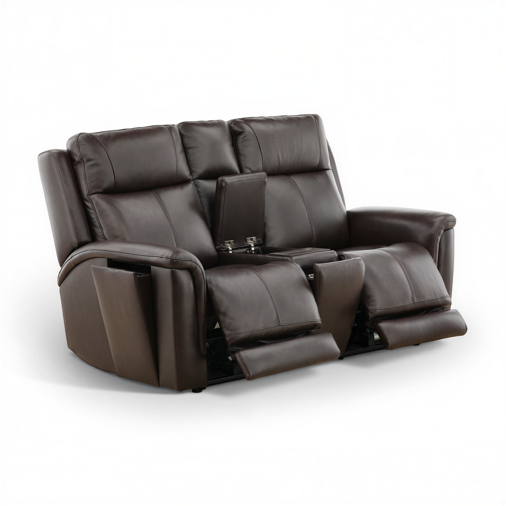 Flexsteel Trey Leather Power Reclining Console Loveseat