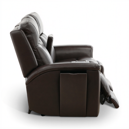 Flexsteel Trey Leather Power Reclining Console Loveseat