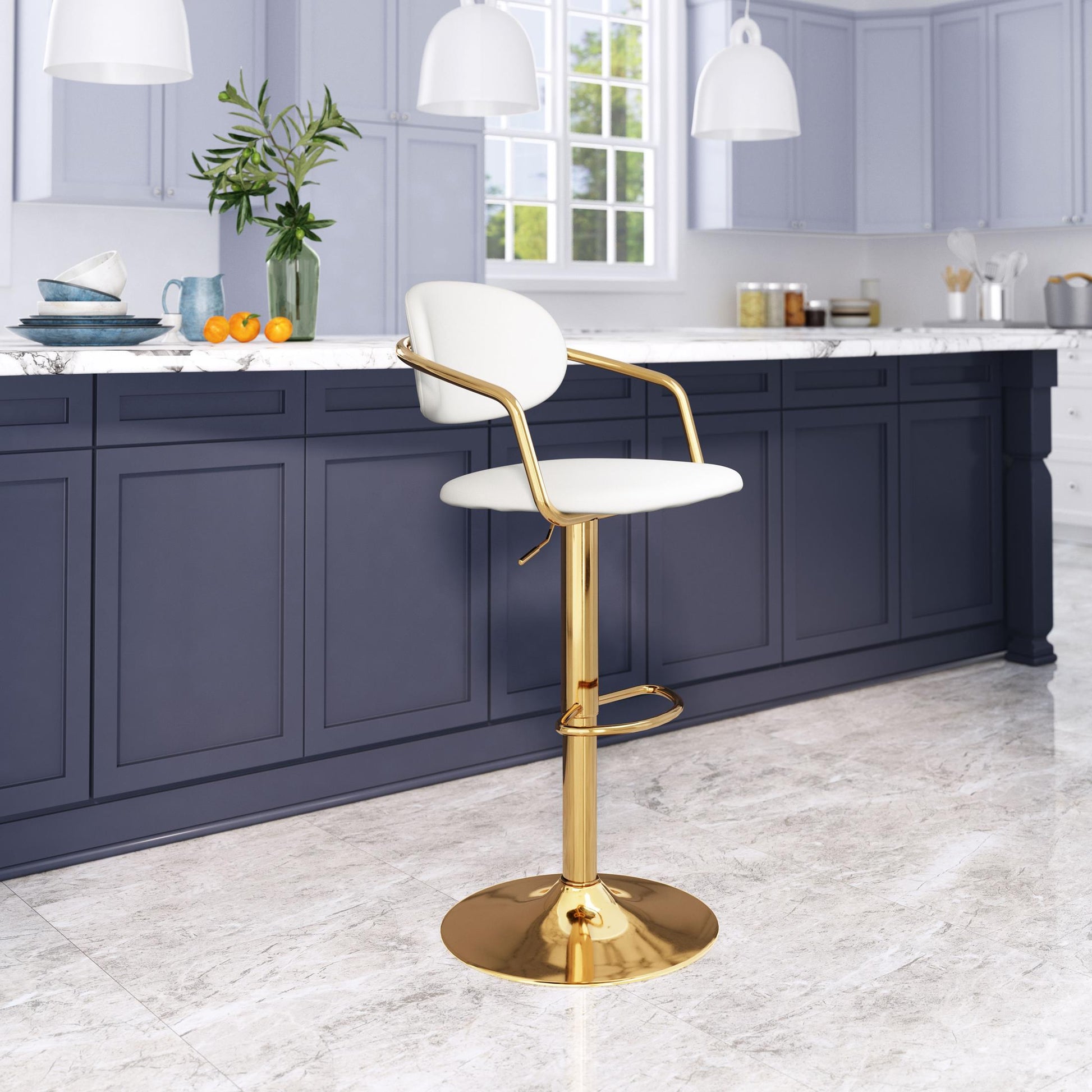 Gusto Barstool White & Gold