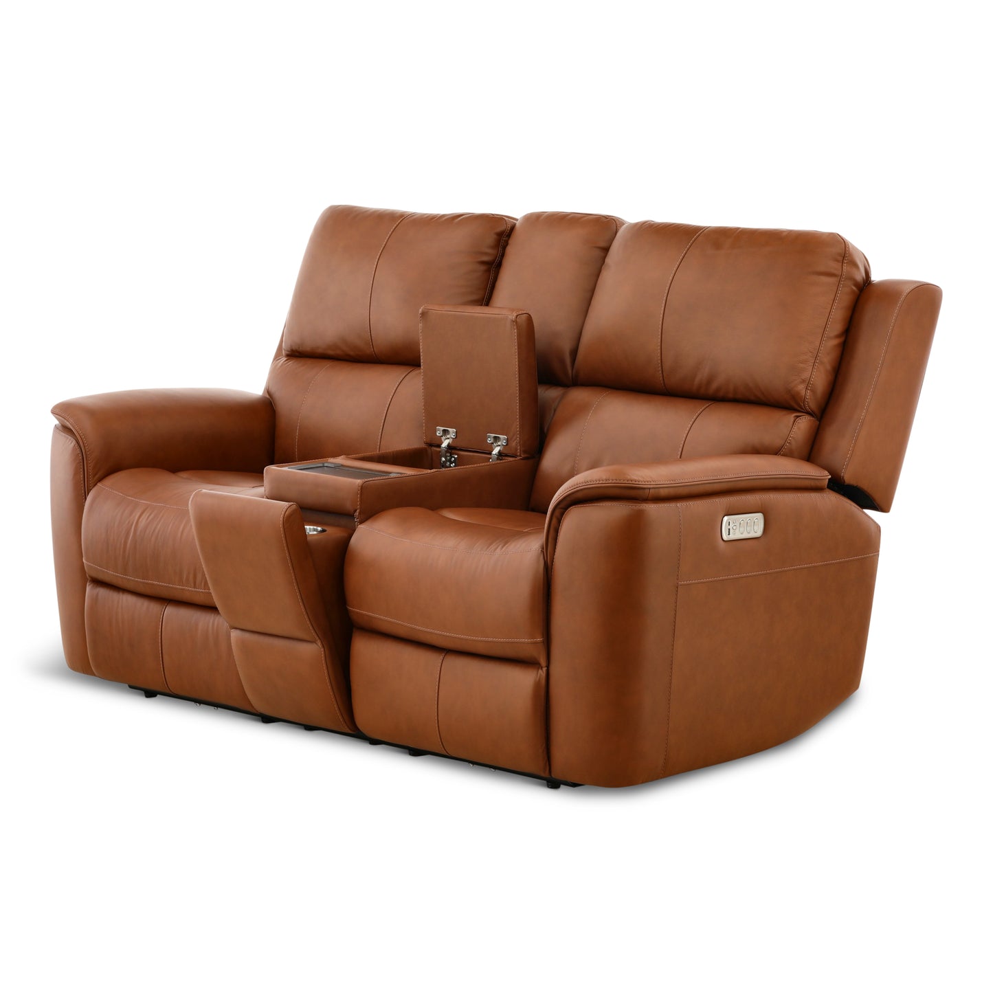 Flexsteel Karson Leather Power Reclining Console Loveseat