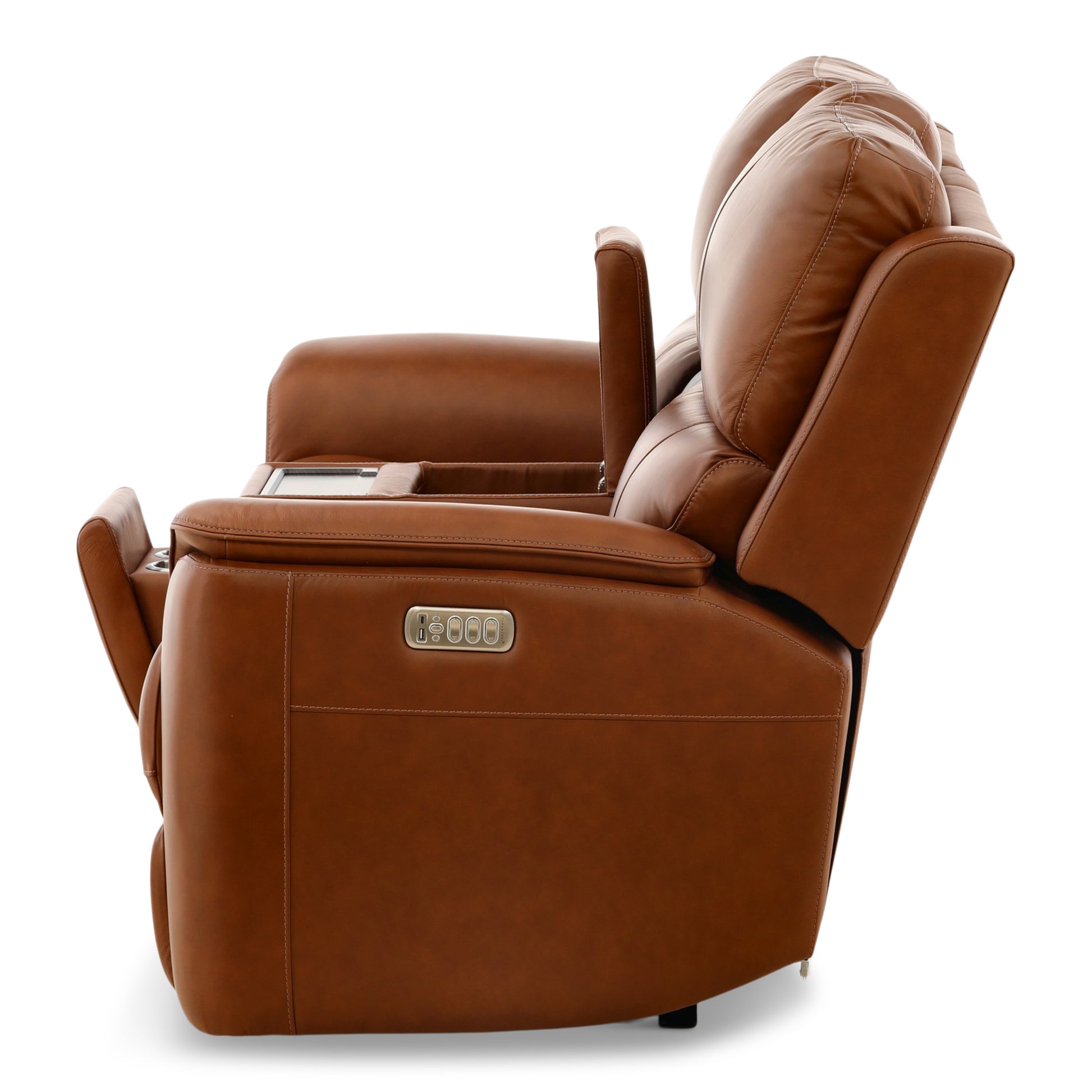 Flexsteel Karson Leather Power Reclining Console Loveseat