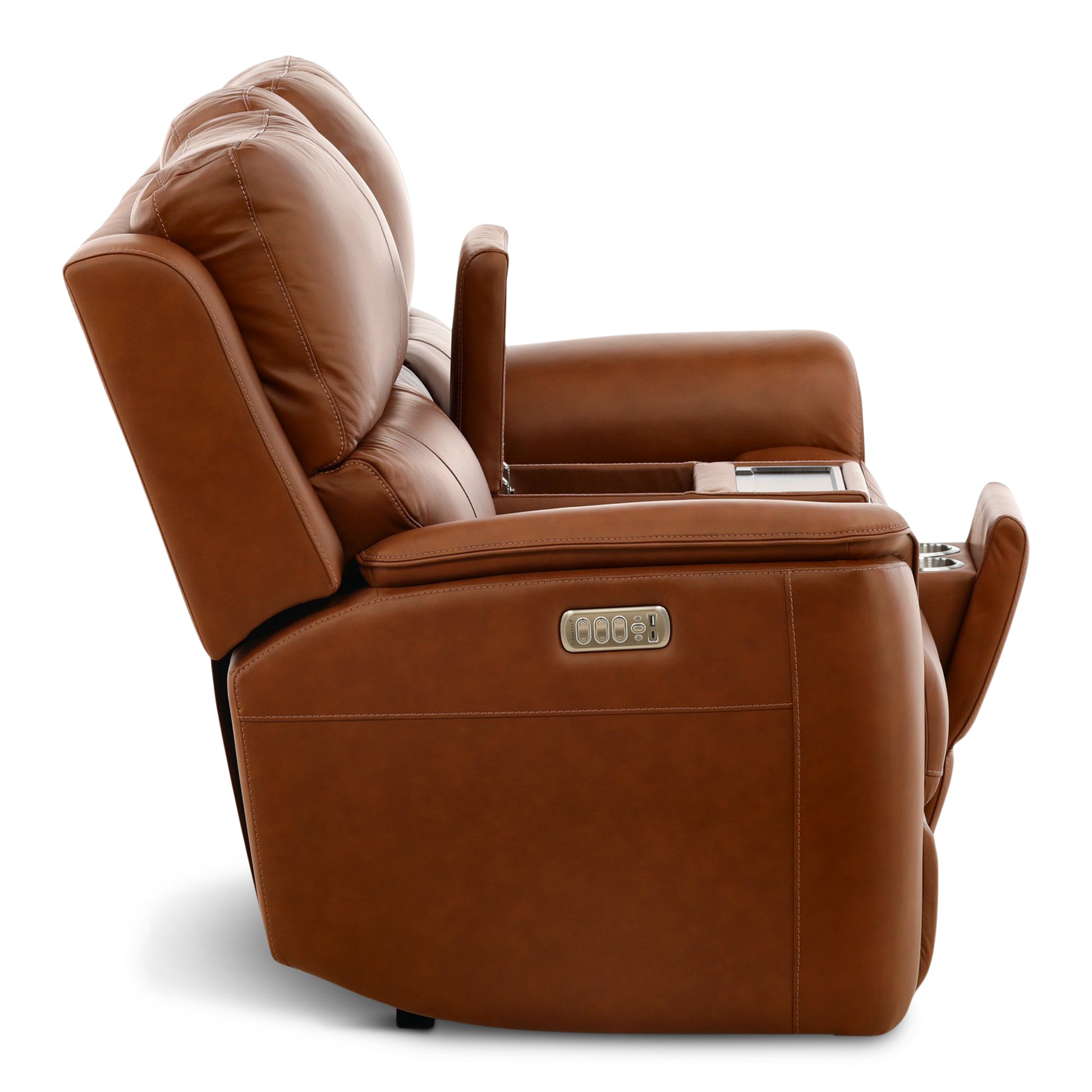 Flexsteel Karson Leather Power Reclining Console Loveseat
