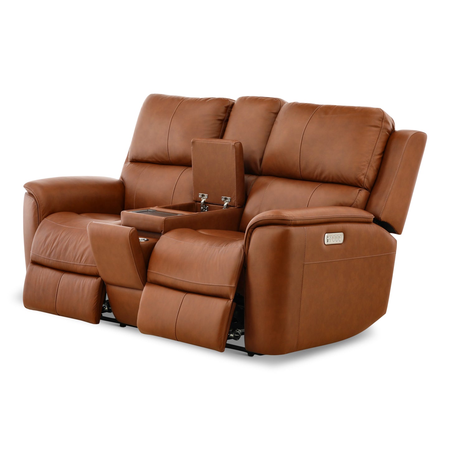 Flexsteel Karson Leather Power Reclining Console Loveseat