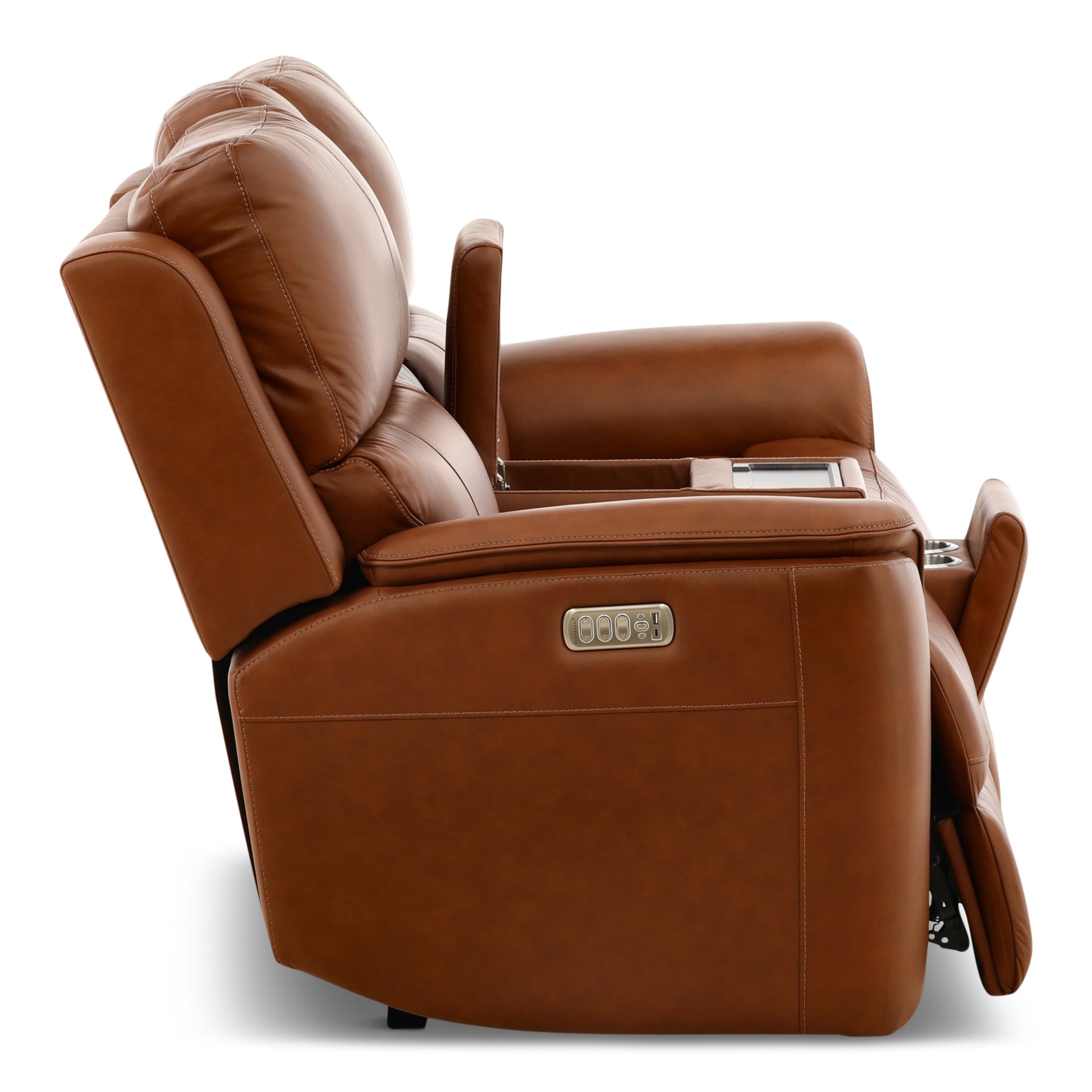 Flexsteel Karson Leather Power Reclining Console Loveseat