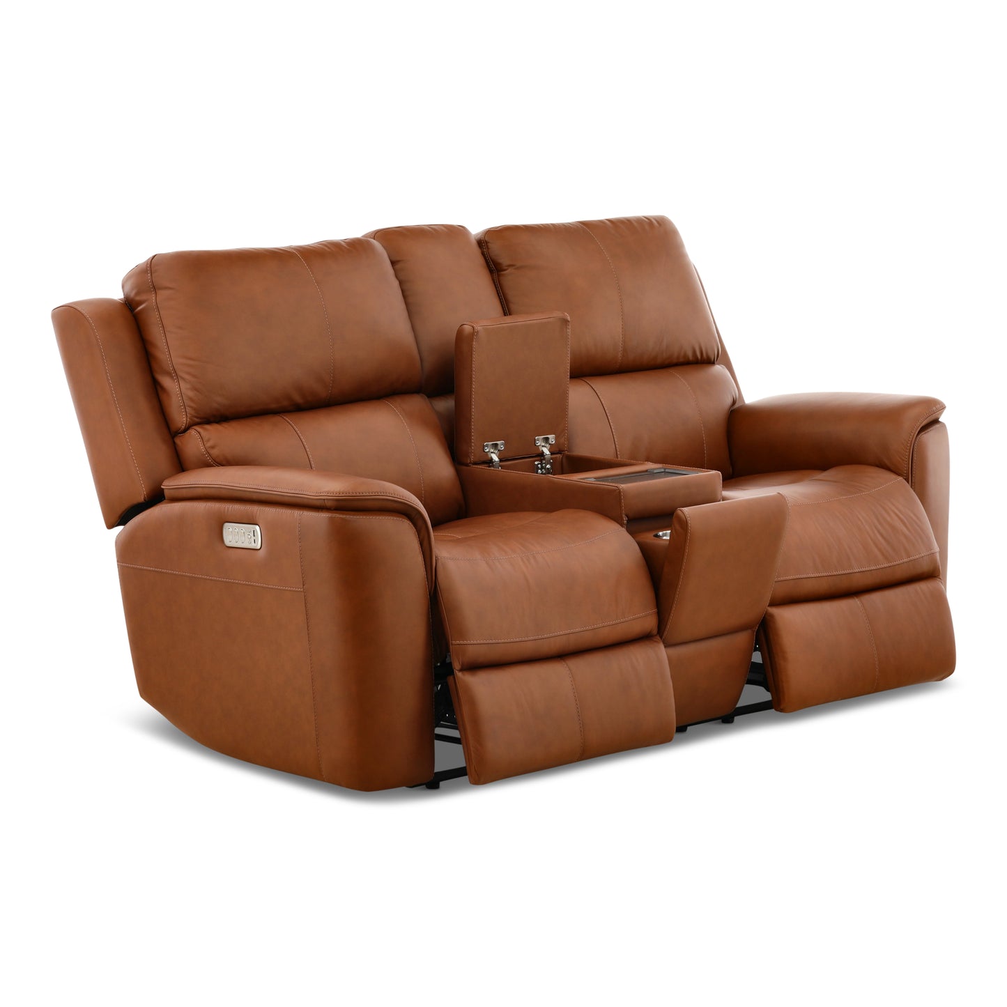 Flexsteel Karson Leather Power Reclining Console Loveseat