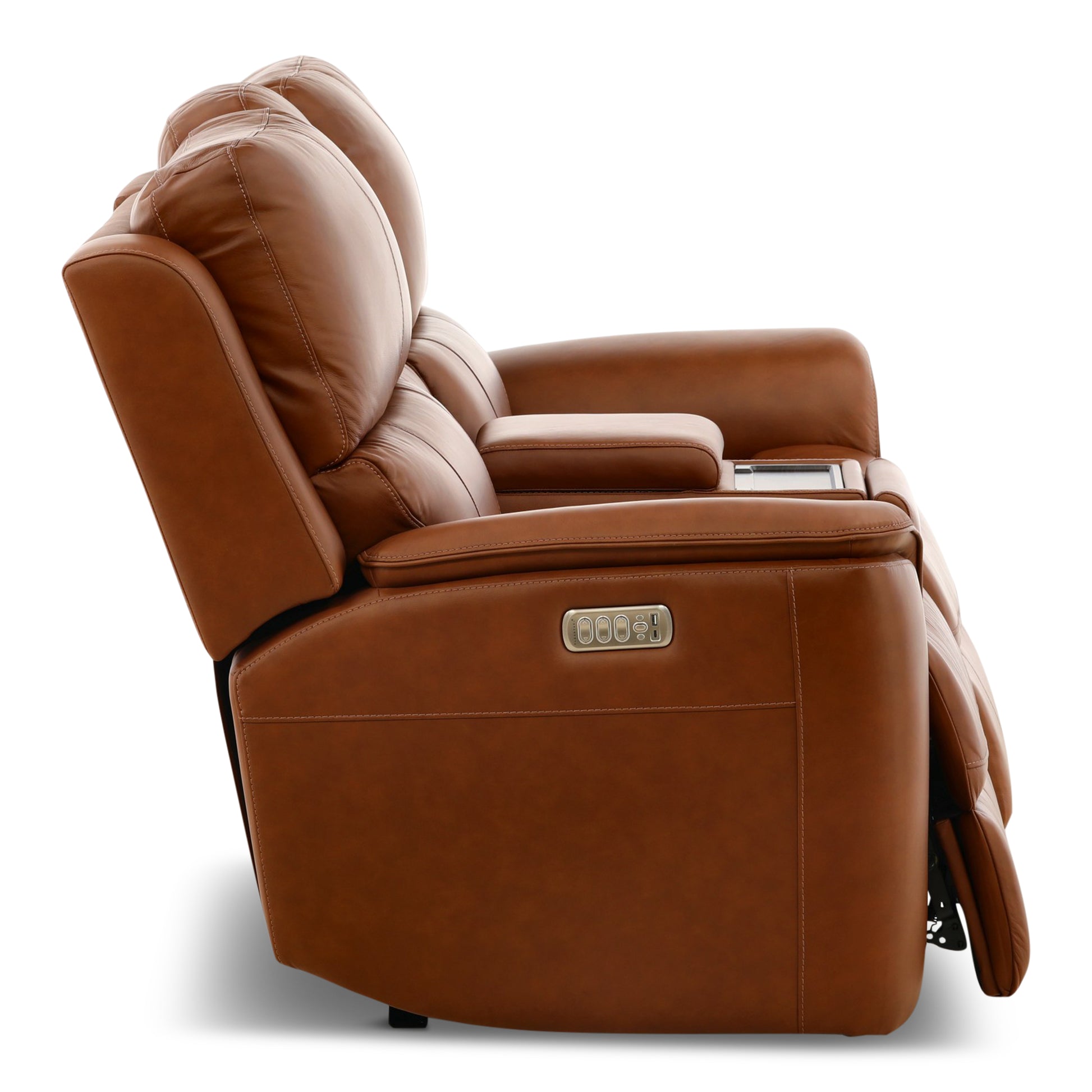 Flexsteel Karson Leather Power Reclining Console Loveseat