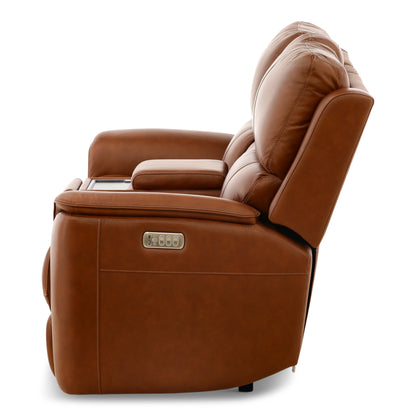 Flexsteel Karson Leather Power Reclining Console Loveseat