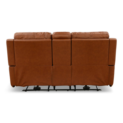Flexsteel Karson Leather Power Reclining Console Loveseat