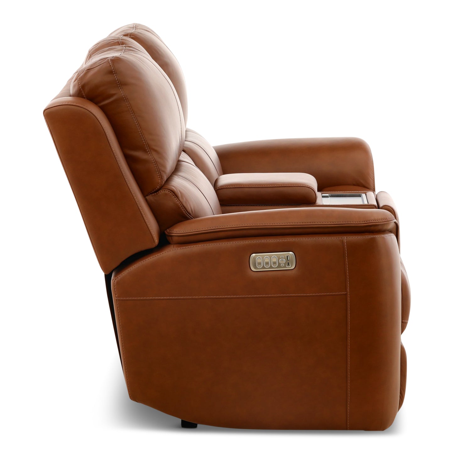 Flexsteel Karson Leather Power Reclining Console Loveseat
