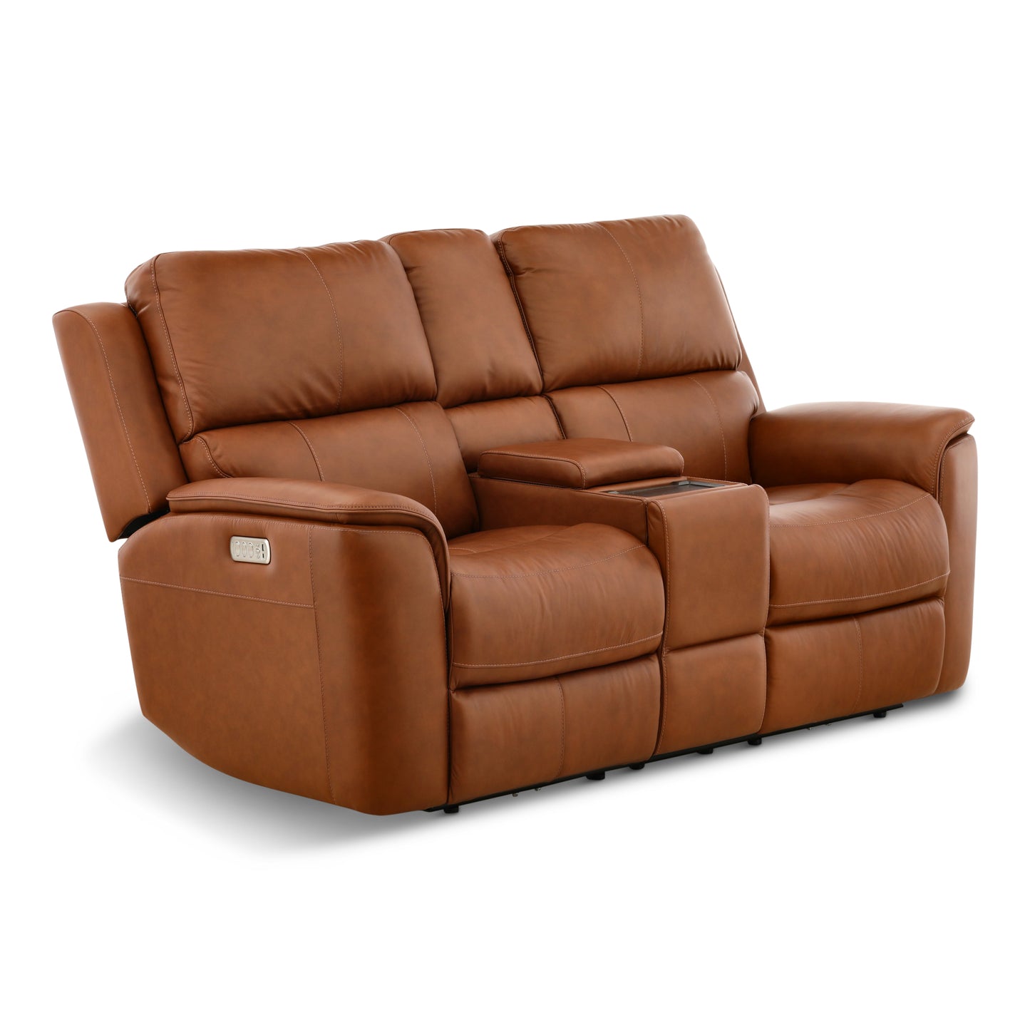 Flexsteel Karson Leather Power Reclining Console Loveseat