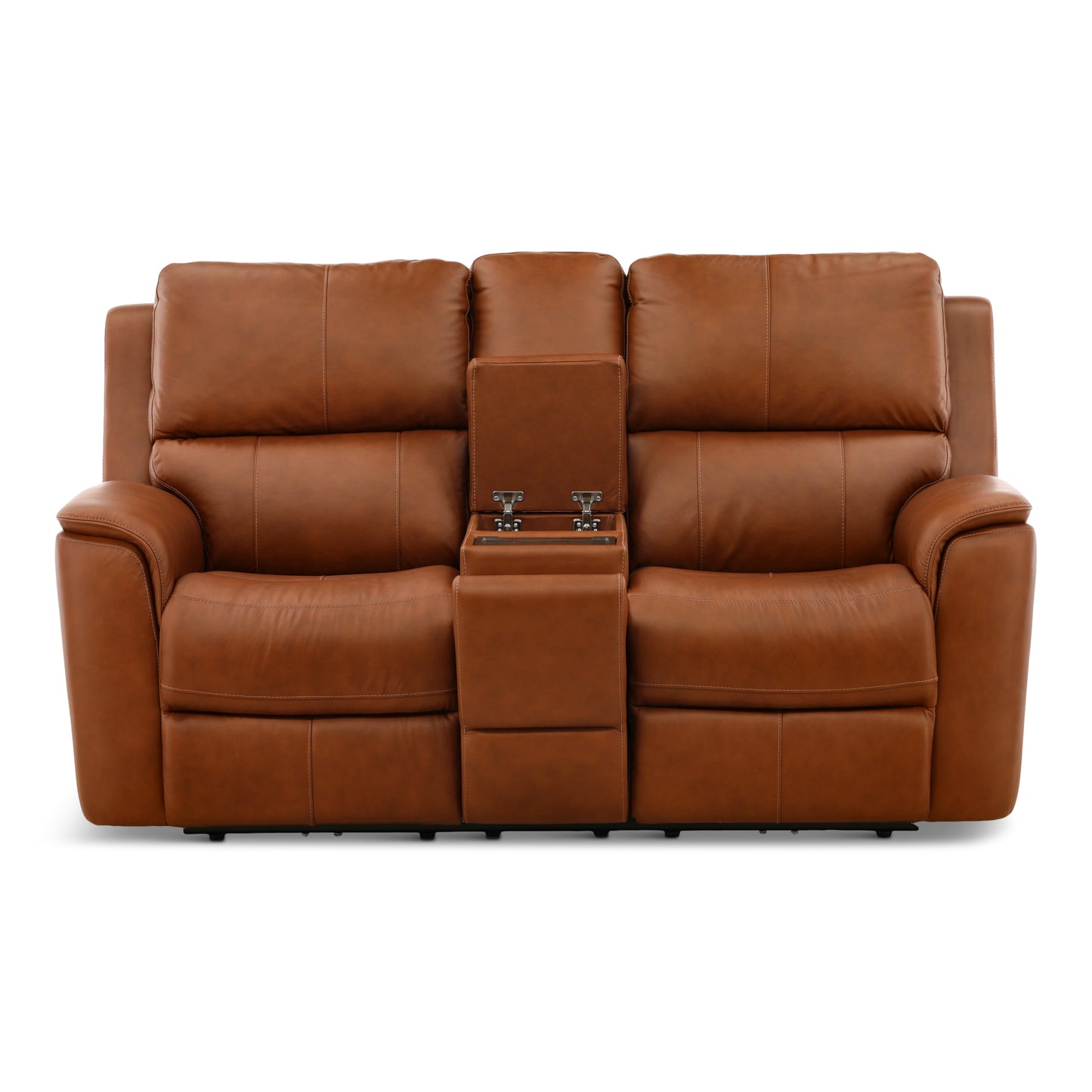 Flexsteel Karson Leather Power Reclining Console Loveseat