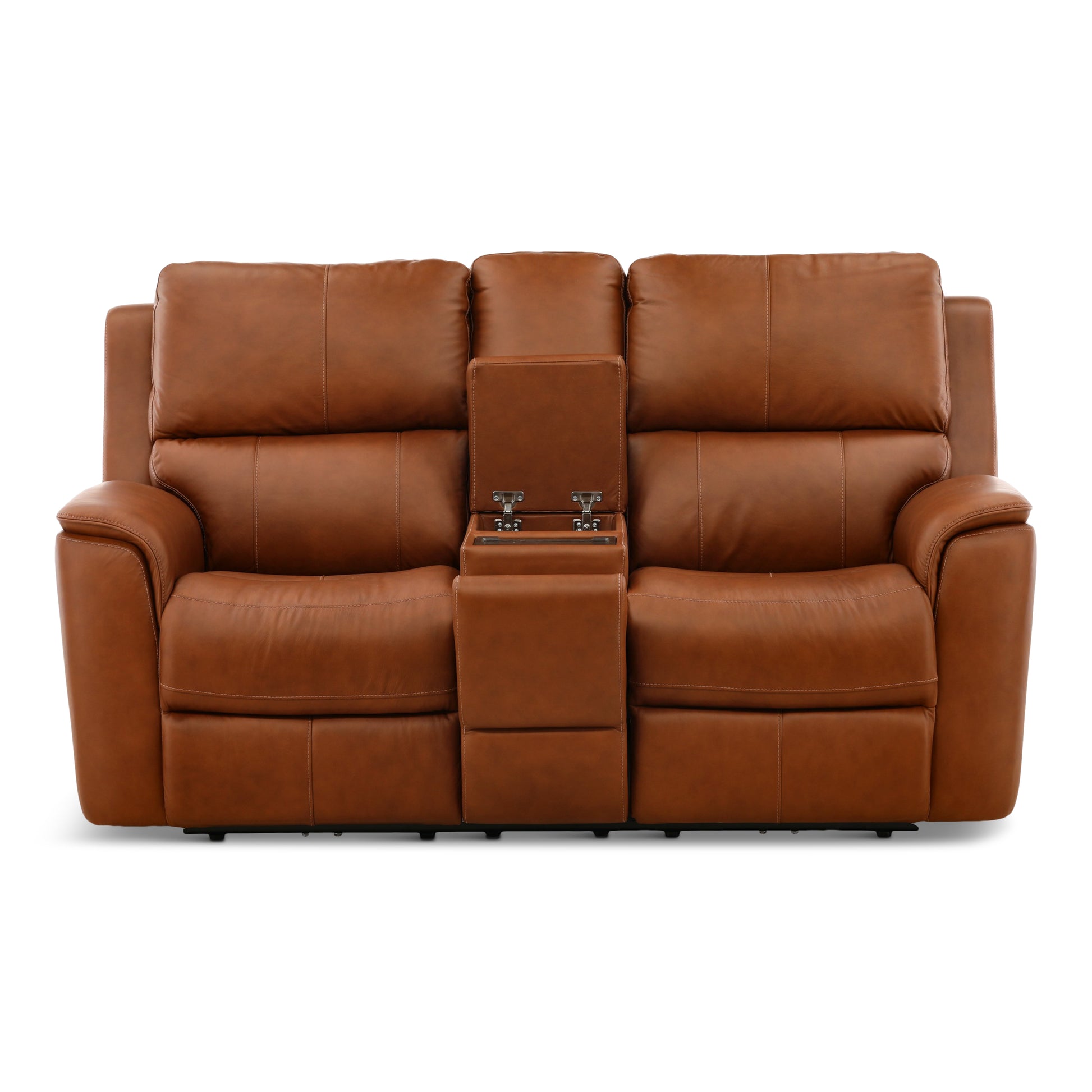 Flexsteel Karson Leather Power Reclining Console Loveseat