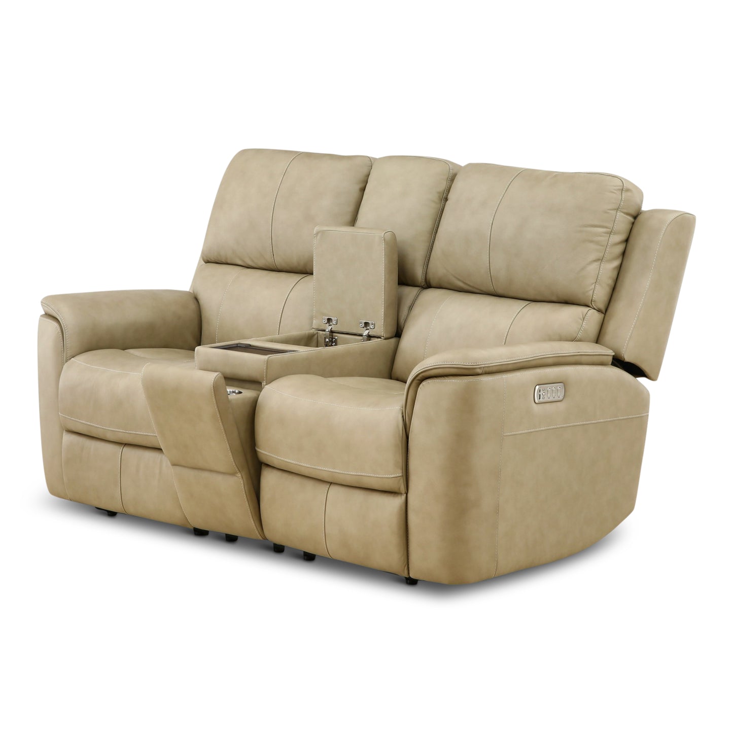 Karson Leather Power Reclining Console Loveseat