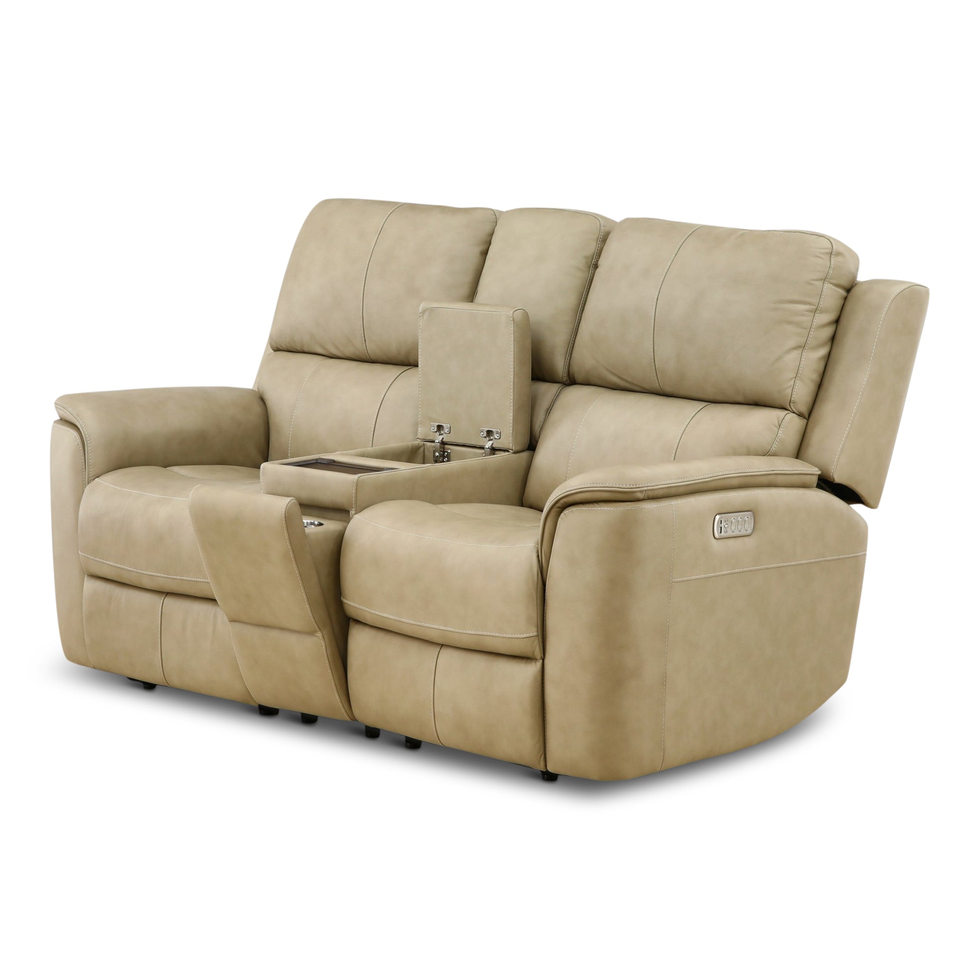 Flexsteel Karson Leather Power Reclining Console Loveseat