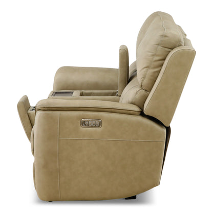 Karson Leather Power Reclining Console Loveseat