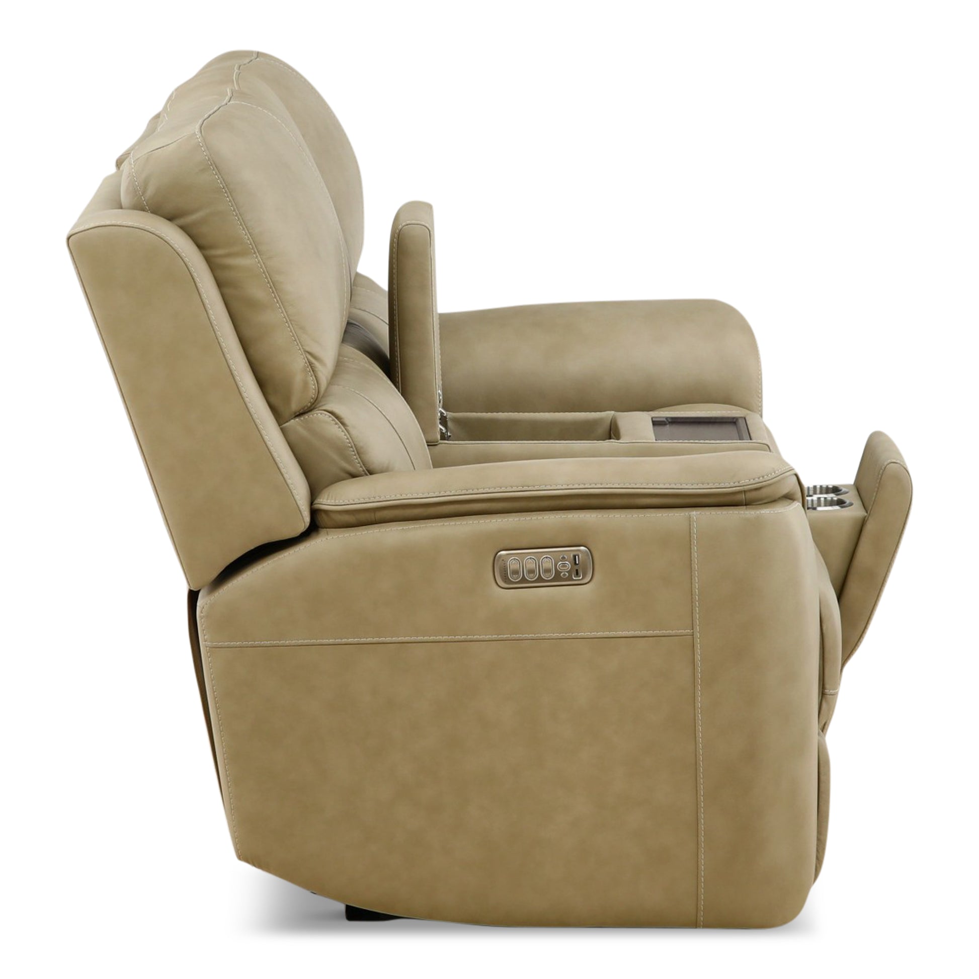 Karson Leather Power Reclining Console Loveseat