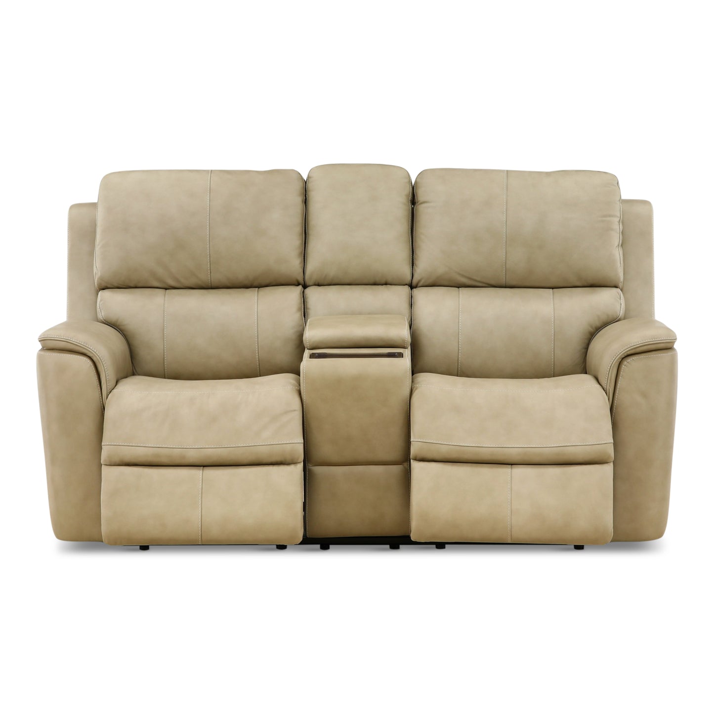 Flexsteel Karson Leather Power Reclining Console Loveseat