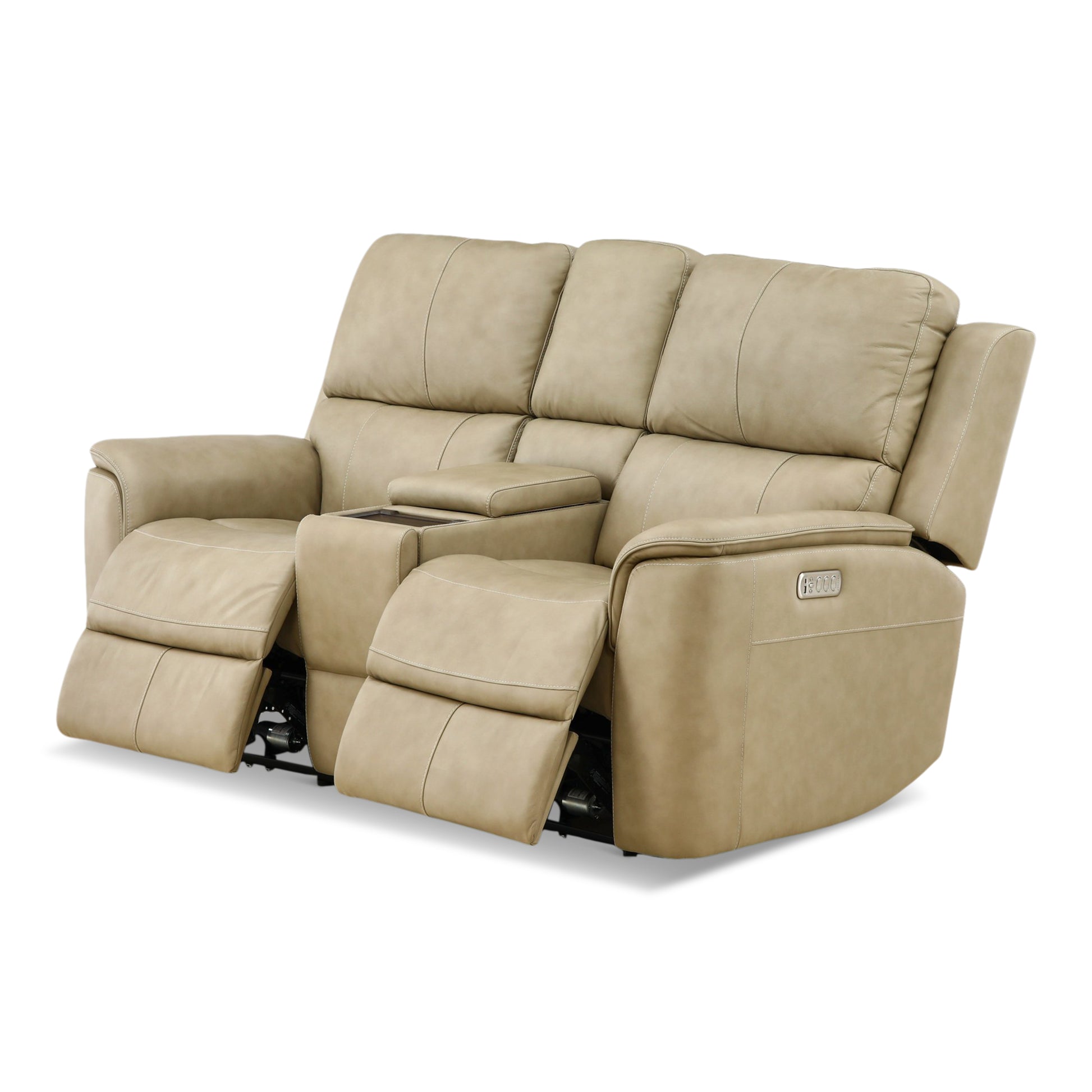 Karson Leather Power Reclining Console Loveseat