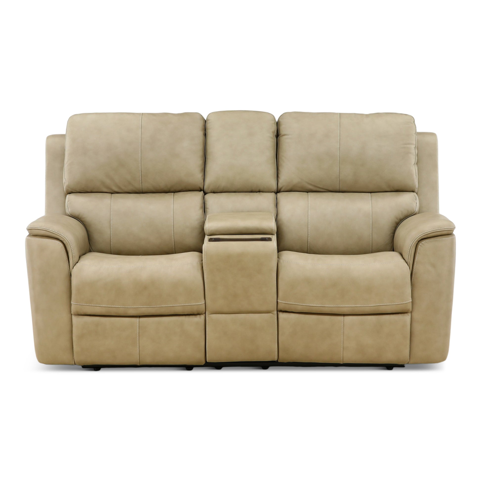 Karson Leather Power Reclining Console Loveseat