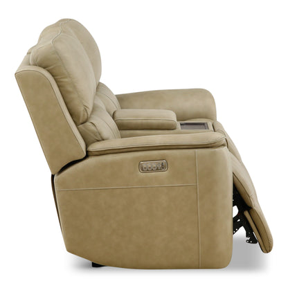 Flexsteel Karson Leather Power Reclining Console Loveseat