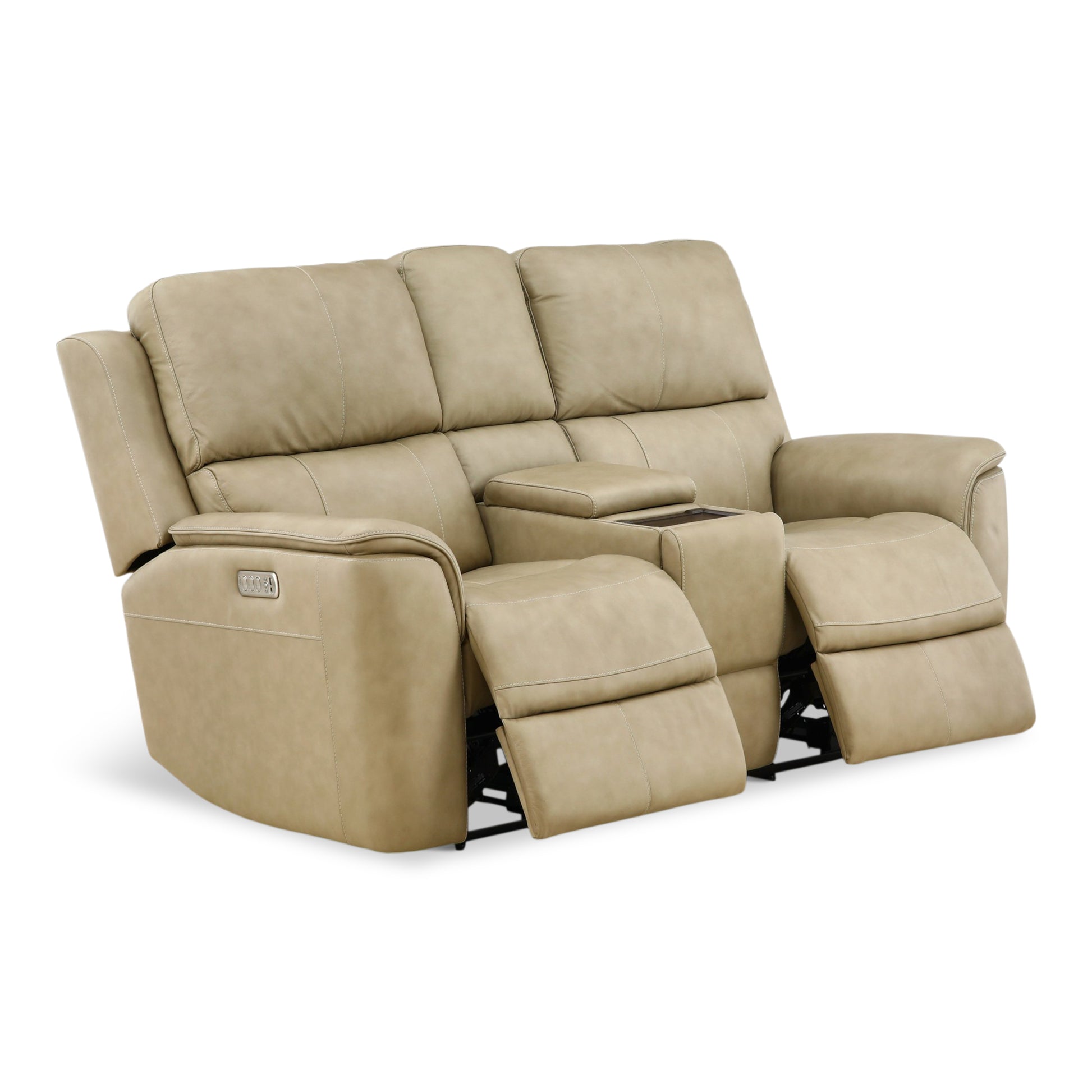 Karson Leather Power Reclining Console Loveseat