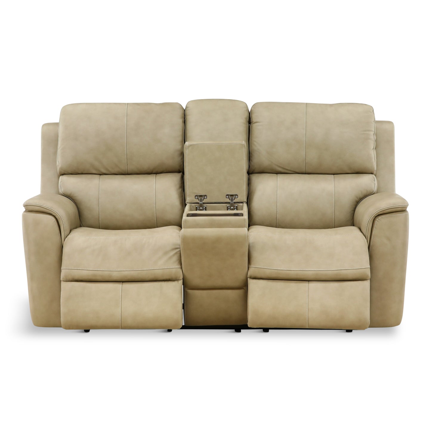 Karson Leather Power Reclining Console Loveseat