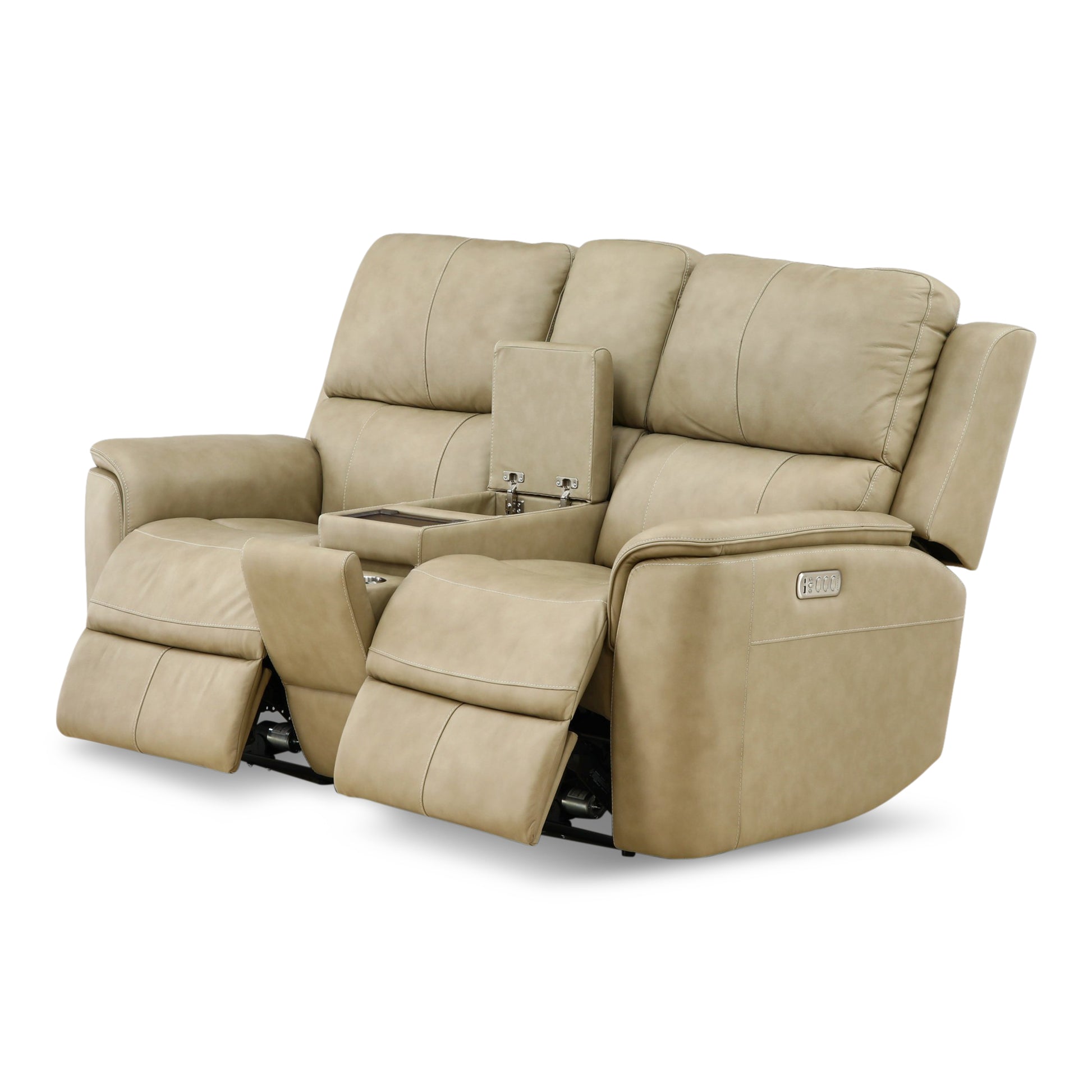 Karson Leather Power Reclining Console Loveseat