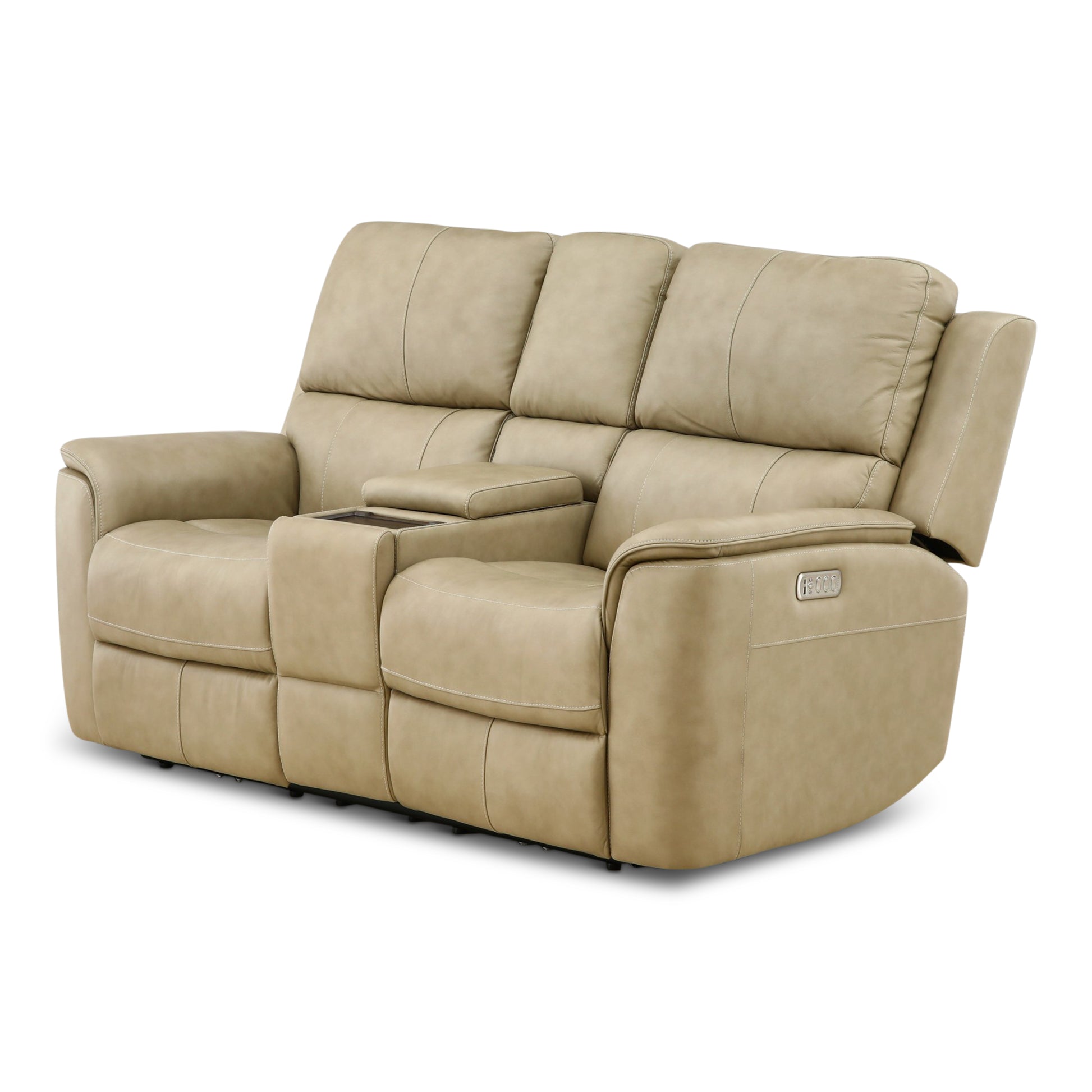 Karson Leather Power Reclining Console Loveseat