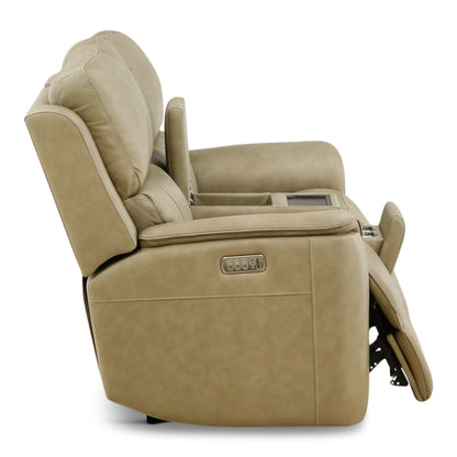 Karson Leather Power Reclining Console Loveseat