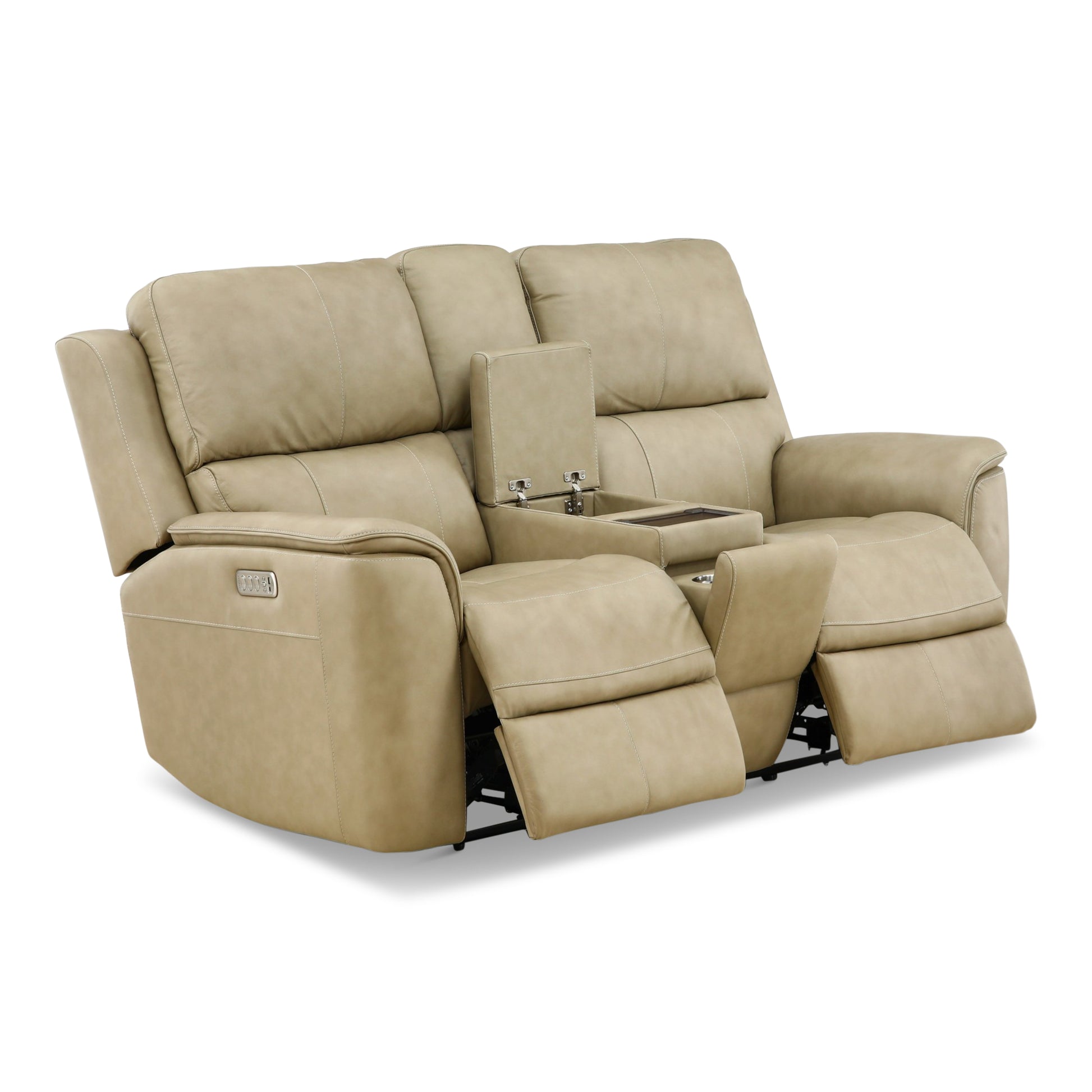 Flexsteel Karson Leather Power Reclining Console Loveseat
