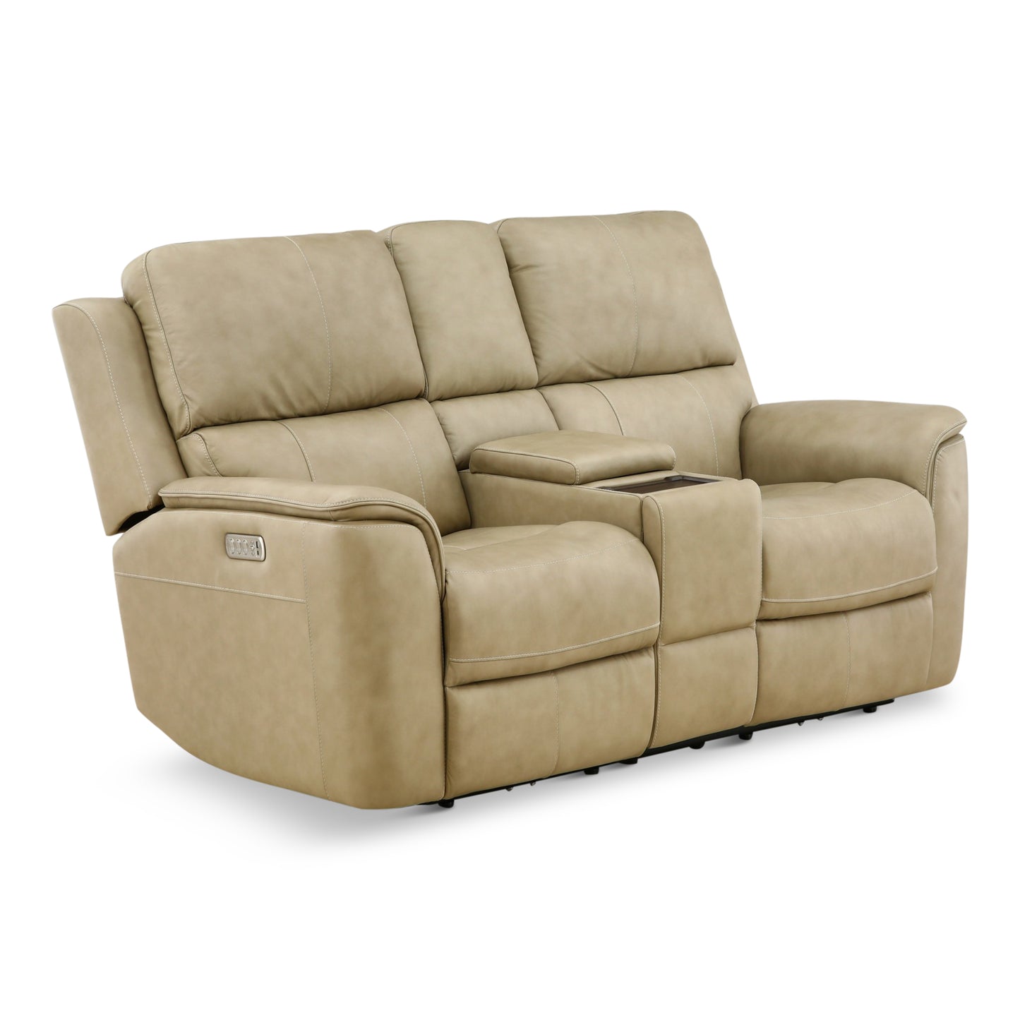 Karson Leather Power Reclining Console Loveseat