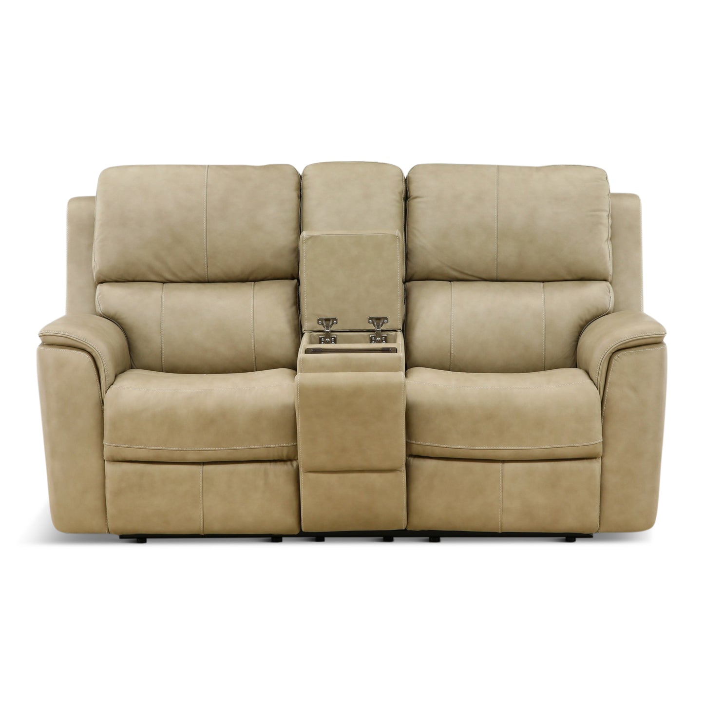 Karson Leather Power Reclining Console Loveseat