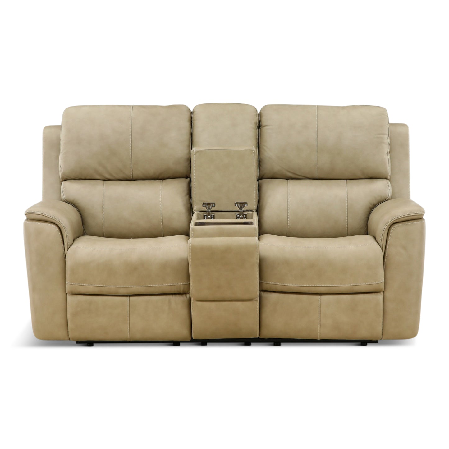Flexsteel Karson Leather Power Reclining Console Loveseat