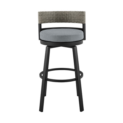 Encinitas Outdoor Patio Counter Height Swivel Bar Stool in Aluminum an