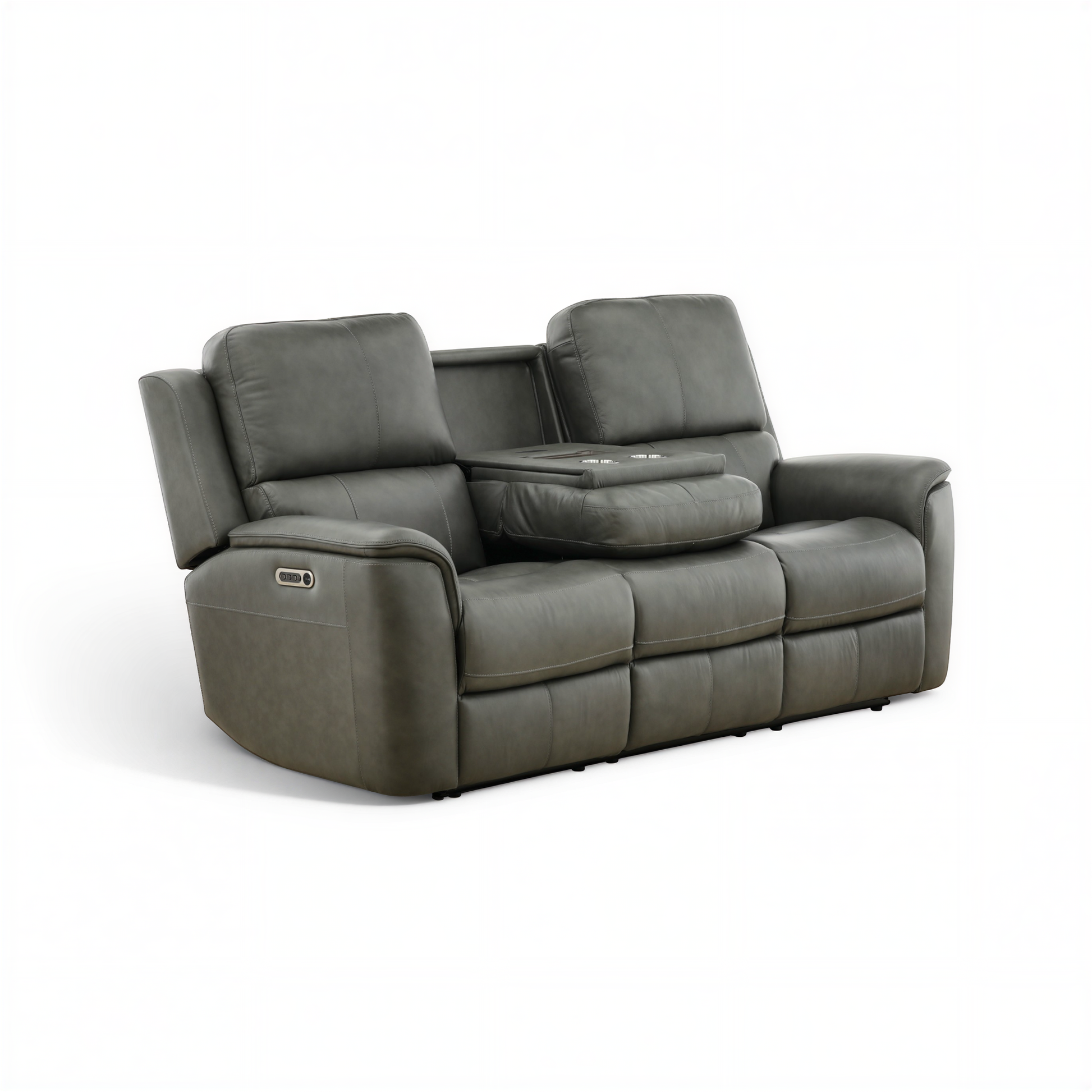 Flexsteel Grayson ather power Sofa with Drop Down Table