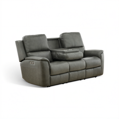 Flexsteel Grayson ather power Sofa with Drop Down Table