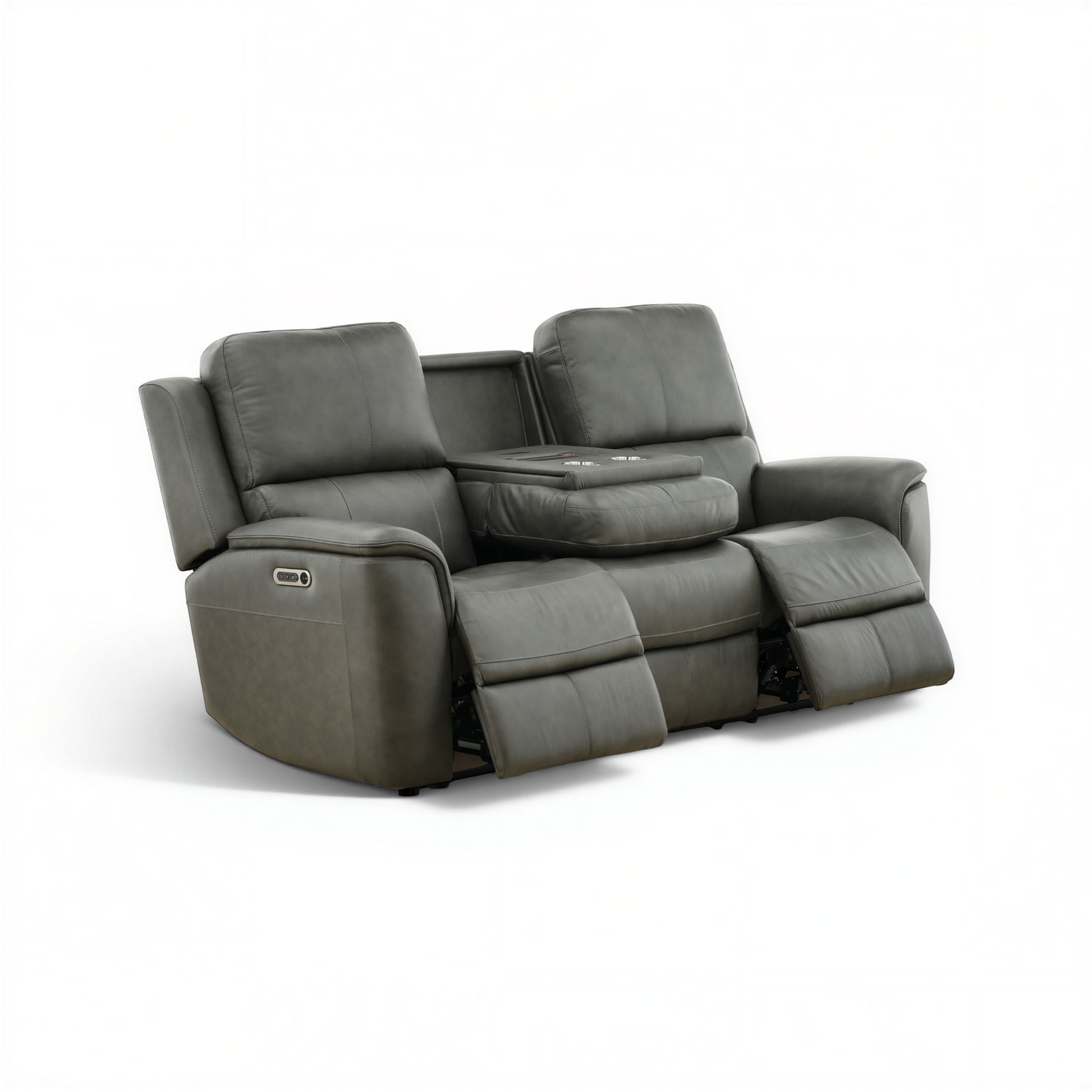 Flexsteel Grayson ather power Sofa with Drop Down Table