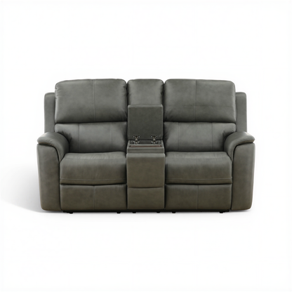 Flexsteel Grayson Leather Power Reclining Console Loveseat