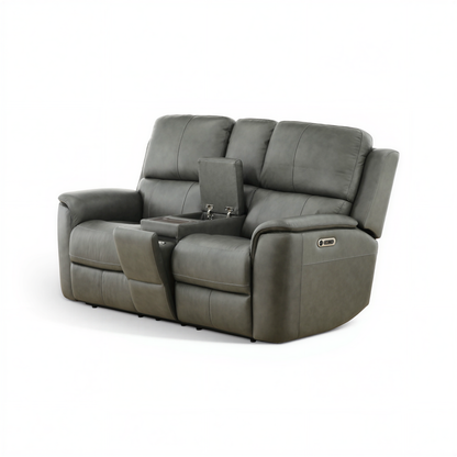 Flexsteel Grayson Leather Power Reclining Console Loveseat
