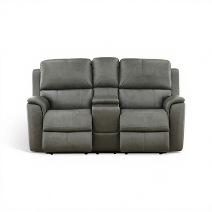 Flexsteel Grayson Leather Power Reclining Console Loveseat