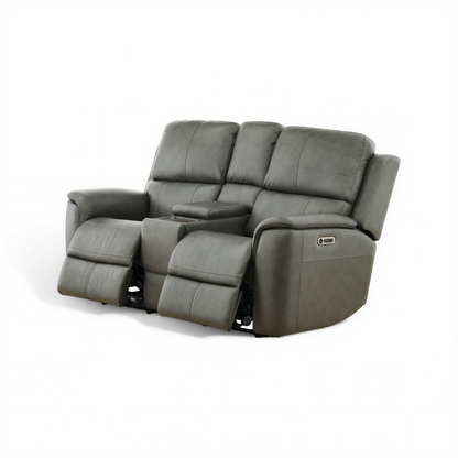 Flexsteel Grayson Leather Power Reclining Console Loveseat